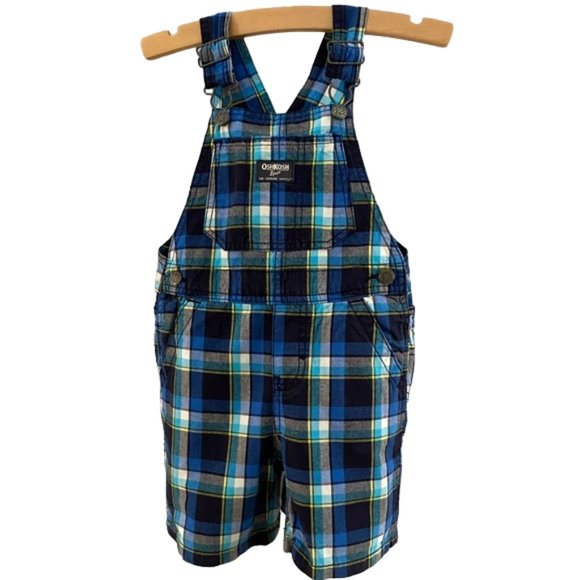 Oshkosh B'gosh Vestbak Blue Plaid Shortalls 24 Months - Picture 6 of 7